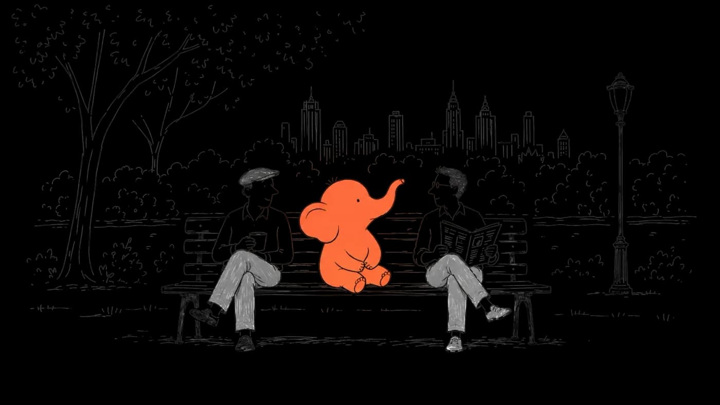 Illustration of an elephant on a park bench